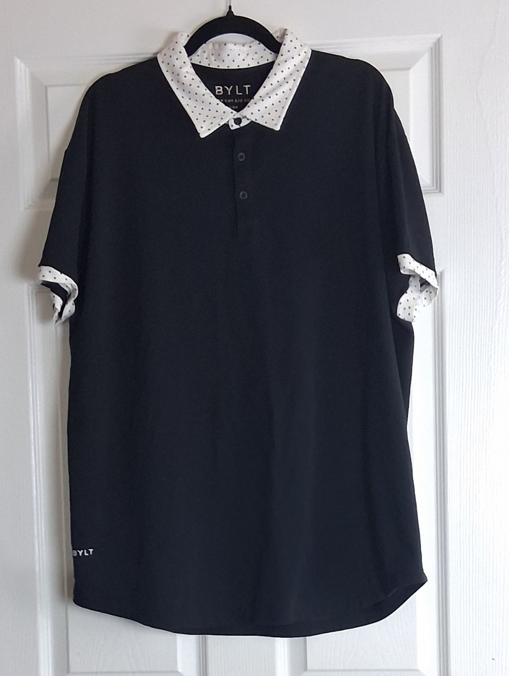 BYLT Drop Cut Black Short Sleeve Polo Shirt